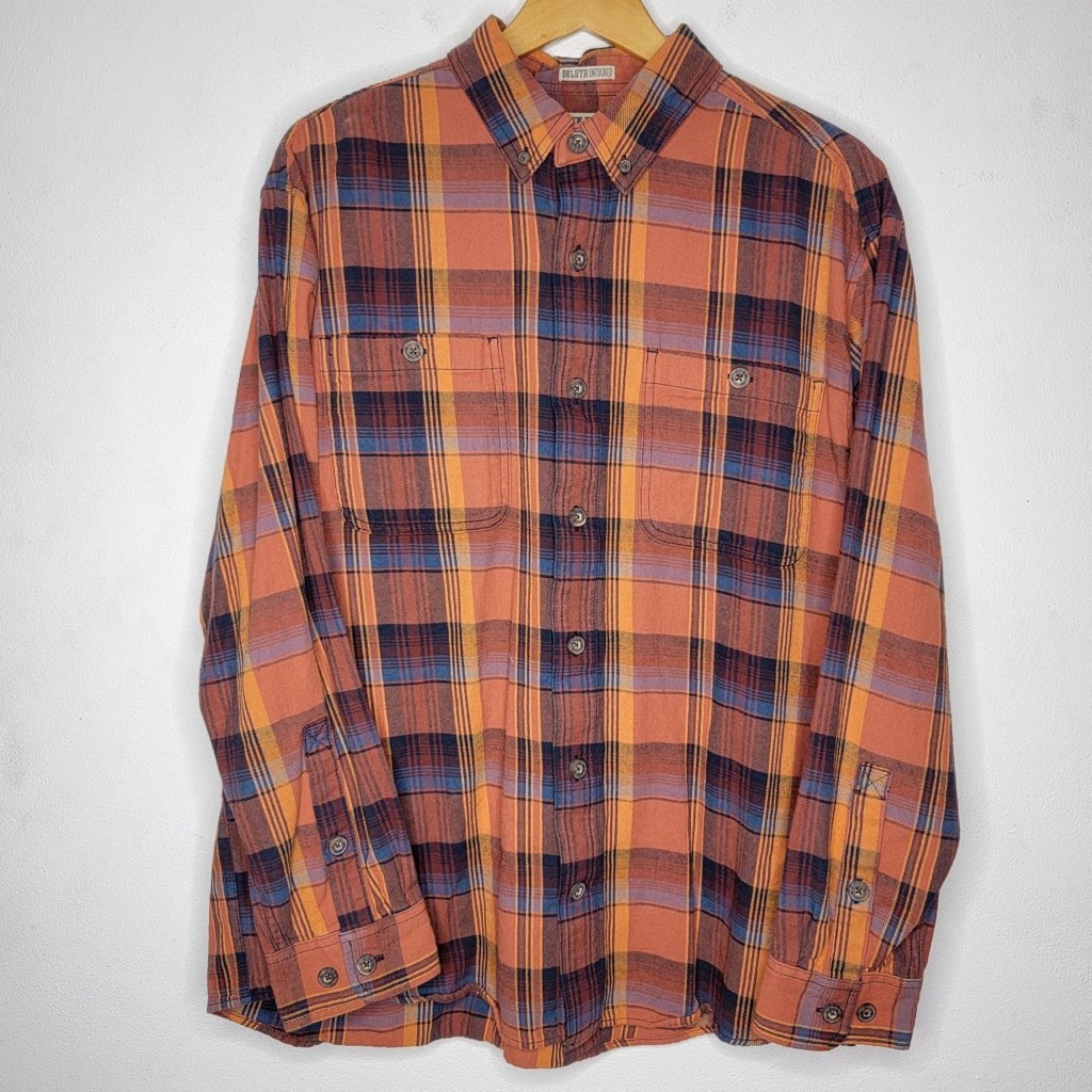 Duluth Plaid Orange And Blue Men's Shirt